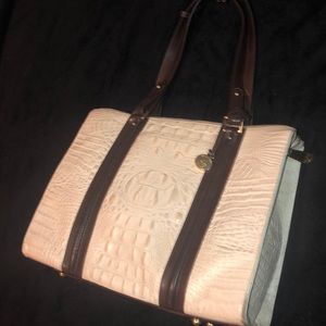 Brahmin Handbag Off-White Crocodile Leather